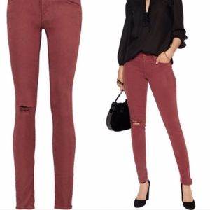 MOTHER The Looker Burgundy Skinny Jeans